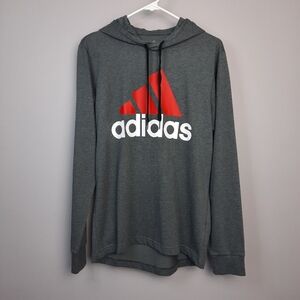 NWT Adidas Men's Gray Cotton Blend Graphic Logo Hoodie size Small